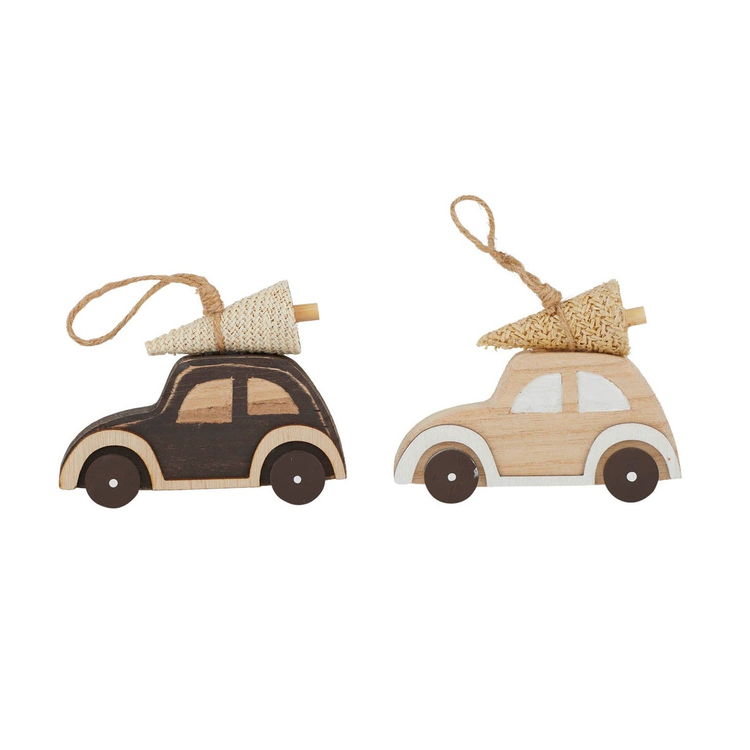 christmas wooden car hanging decoration - angus and dudley