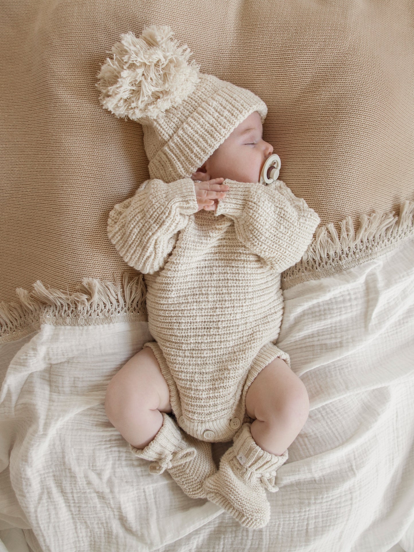 Ziggy Lou Knit Heirloom Romper - Honey