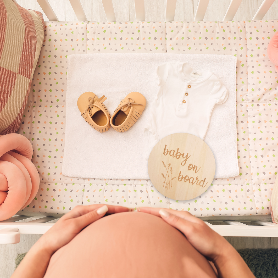 baby on board wooden disc - angus and dudley
