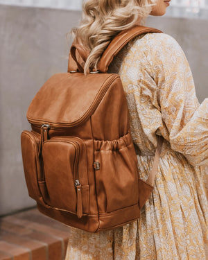 Oioi Faux Leather Nappy Backpack - Tan