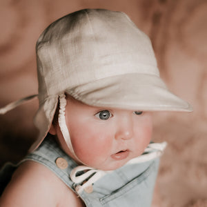 Bedhead Baby Legionnaire Reversible Linen Teddy Sunhat - Rosa / Flax