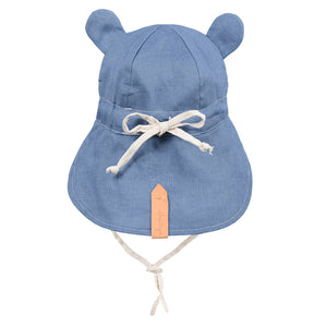 Bedhead Baby Legionnaire Reversible Linen Teddy Sunhat - Steele / Flax