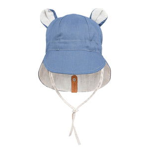 Bedhead Baby Legionnaire Reversible Linen Teddy Sunhat - Steele / Flax