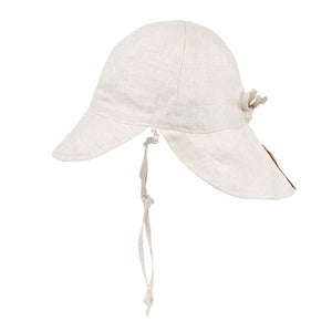 Bedhead Baby Legionnaire Reversible Linen Teddy Sunhat - Steele / Flax