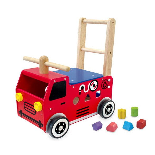 walk and ride on fire engine shape sorter - Angus and Dudley