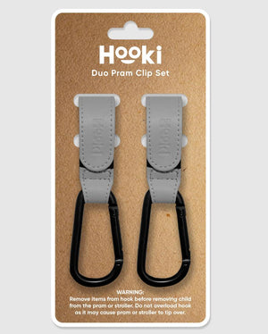 Hooki Duo Pram Hook Set - Grey